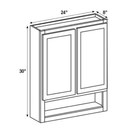 Double Door Vanity Wall Boutique Cabinet – 24″W x 30″H