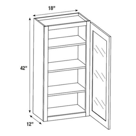 Single Glass Door Wall Cabinet – 18″W x 42″H